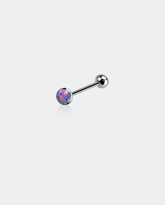 Flat Opal Titanium Tongue Barbell - Purple