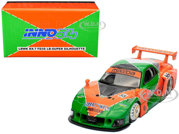 Mazda RX7 (FD3S) LB-Super-Silhouette RHD (Right Hand Drive) #55 Green and Orange with Graphics Tokyo Auto Salon 2024 - Malays...
