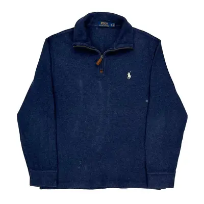 Ralph Lauren 1/4 Zip - Small Blue Cotton Blend