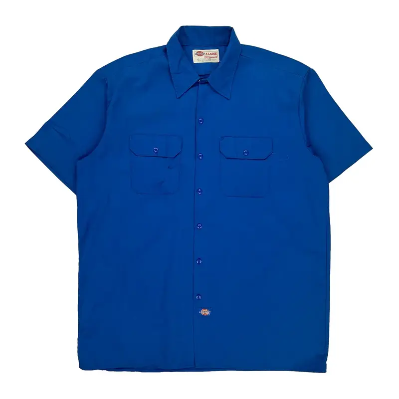 Dickies Short Sleeve Shirt - XL Blue Polyester Blend