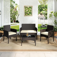 Yaheetech 4-Piece Outdoor Reception Set with 1 2-Seat Sofa, 2 Single-Seat Sofas & 1 Coffee Table, Hand-Woven PE Rattan, Tempe...