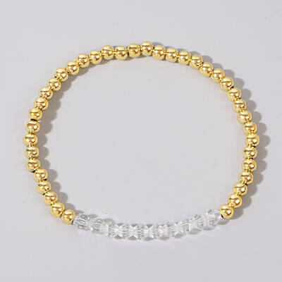 Colorful Birthstone Faceted Bicone & Brass Beaded Stretch Bracelets for Women