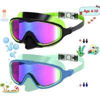 Kids Swimming Goggles 2 Pack Anti-fog Anti-UV Wide View Kids Swimming Goggles 4-10 years old