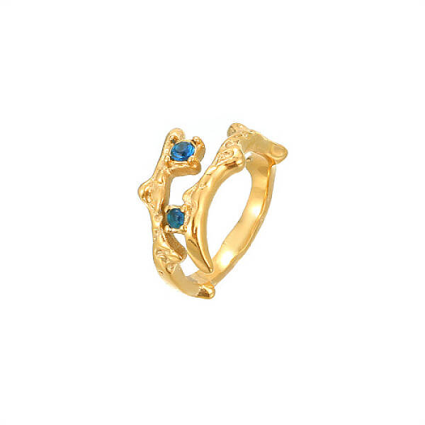 Golden Stainless Steel Micro Pave Cubic Zirconia Cuff Rings