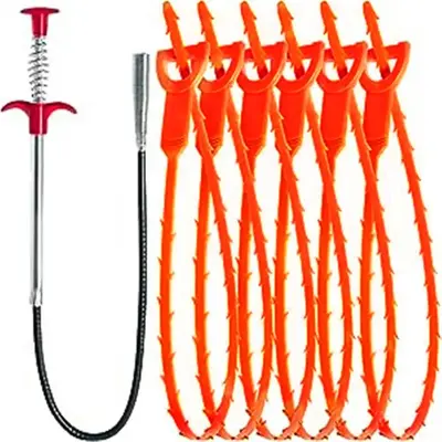 Multifunctional Drain Clog Remover Tool, 7 Counts Sewer Dredge Tool, Easy Decontamination Good Flexibility Pipe Hair Catcher,...