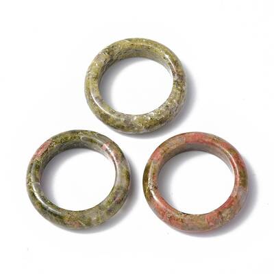Natural Unakite Plain Band Ring