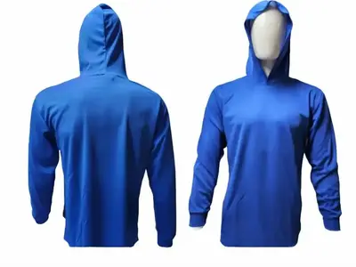 Hi Visibility ultra light weight Royal Blue Long sleeve hoodie shirt / polyester birdeye Fabric for quick dry