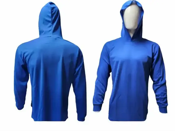 Hi Visibility ultra light weight Royal Blue Long sleeve hoodie shirt / polyester birdeye Fabric for quick dry