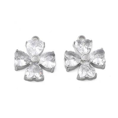 304 Stainless Steel Micro Pave Cubic Zirconia Charms