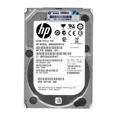 605832-001 HP 500GB 6Gb/s SAS 7200 2.5-Inch Hard Drive
