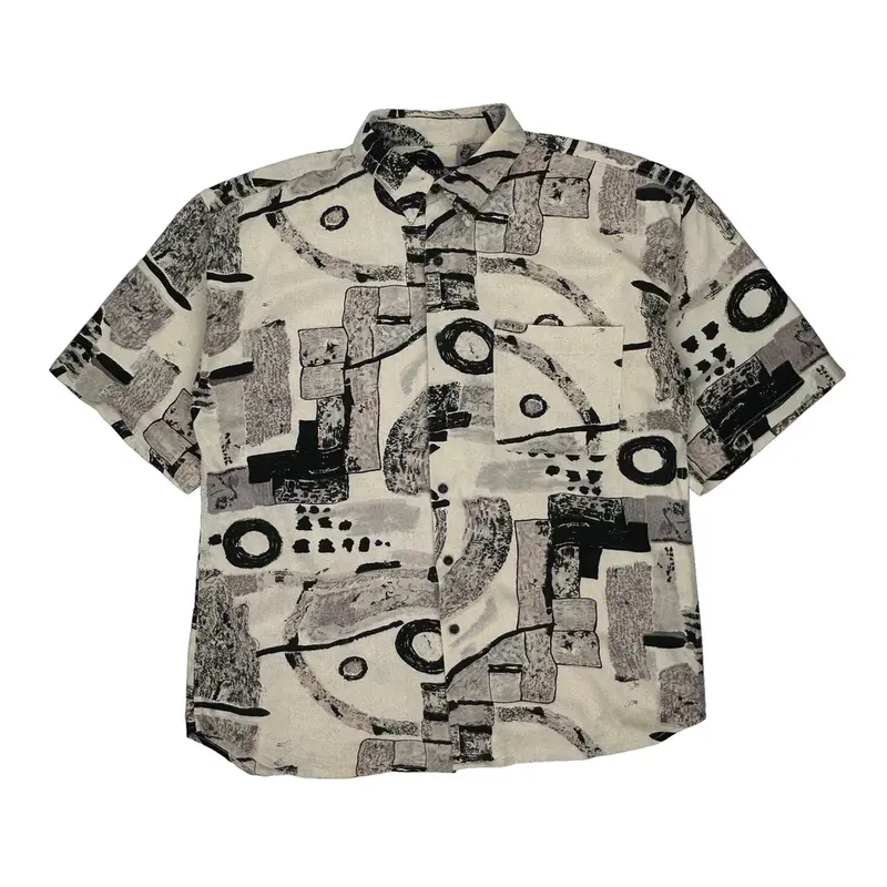 Montage Patterned Shirt - XL Black Cotton