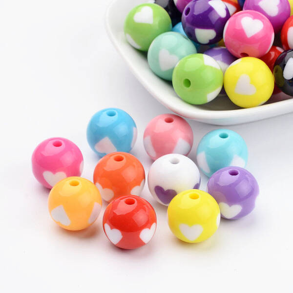 Mixed Color Heart Acrylic Beads for Chunky Necklaces