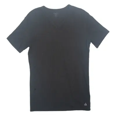 CALVIN KLEIN Womens T-Shirt Black V-Neck S