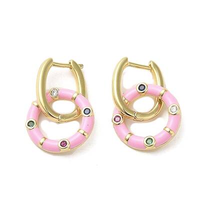 Real 18K Gold Plated Brass Ring Dangle Hoop Earrings