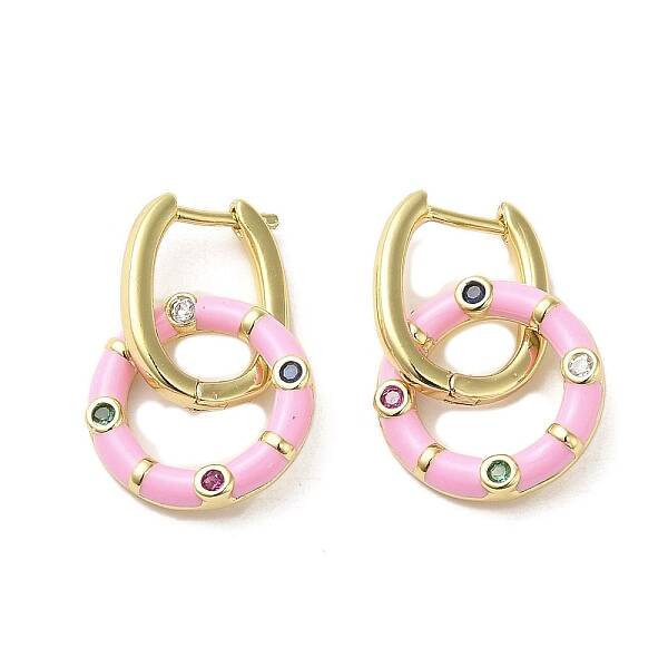 Real 18K Gold Plated Brass Ring Dangle Hoop Earrings