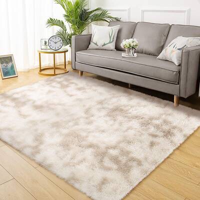 Garvee Fluffy & Sheepskin Light Coffee 9x12 Shag Fuzzy Rug, Soft Plush Carpet for Living Room Bedroom Decor