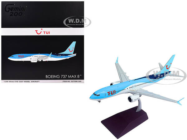 Boeing 737 MAX 8 Commercial Aircraft TUI Airways (G-TUMY) Blue and White Gemini 200 Series 1/200 Diecast Model Airplane b...