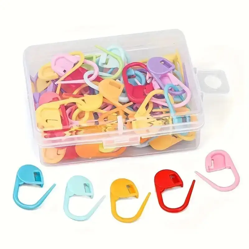 Stitch Markers for Knitting and Crocheting Stitch Needle, 50pcs/box Plastic Yarn Winder Tack, Multicolor Marker Clip, Sweater...