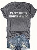 Women's Letter Print Round Neck Tee, Fashion Casual Crew Neck Short Sleeve T-Shirt for Daily Holiday Vacation Outdoor Wear, L...