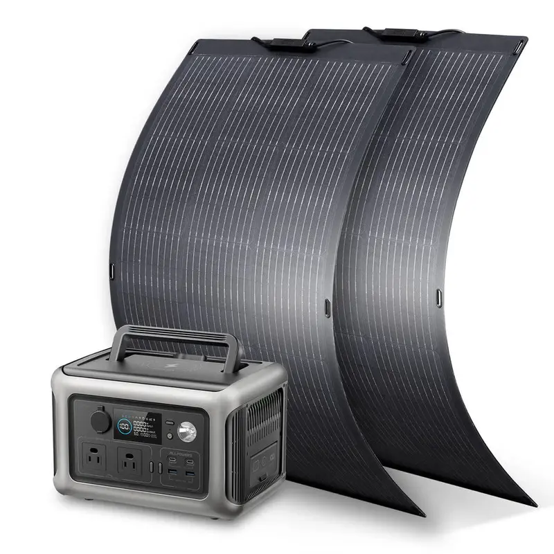 ALLPOWERS 600W Solar Generator (R600 + SF100 100W Flexible Solar Panel) R600-Black +2PCS SF100 100W Solar Panel