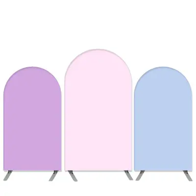 Aperturee Light Pink Theme Blue Birthday Party Arch Backdrop Kit | Round Arch Backdrop Cover | Custom Arched Wall Covers | Ch...