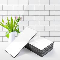 Vamos Tile 100Pcs Glossy White Peel and Stick Backsplash,3''x6'' PVC Subway Tile, Stick on Backsplash for Kitchen/Bathroom De...