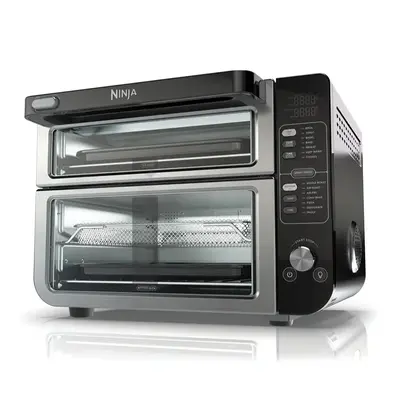 Ninja DCT401CO 14-in-1 Double Oven with FlexDoor - Countertop Dual Ovens for Quick Snacks & Full Course Meals with Smart Fini...