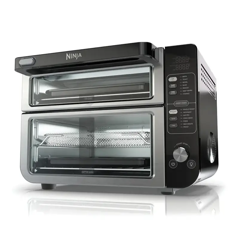 Ninja DCT401CO 14-in-1 Double Oven with FlexDoor - Countertop Dual Ovens for Quick Snacks & Full Course Meals with Smart Fini...