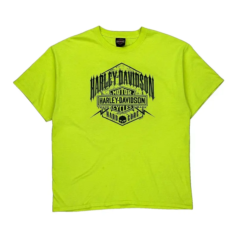 Wisconsin Harley Davidson Graphic T-Shirt - XL Yellow Cotton Blend