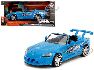 2001 Honda S2000 Convertible Blue with Graphics Fast & Furious Remix Series 1/24 Diecast Model Car by Jada