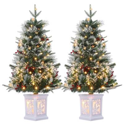 Garvee 3ft Mini Christmas Tree, 2 Set Pre-Lit Artificial Tree with 78 Lights, Tabletop Christmas Tree with 8 Lighting Modes, ...