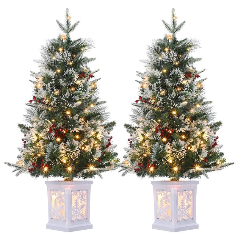 Garvee 3ft Mini Christmas Tree, 2 Set Pre-Lit Artificial Tree with 78 Lights, Tabletop Christmas Tree with 8 Lighting Modes, ...