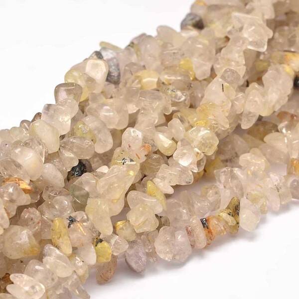 Chip Natural Gold Rutilated Quartz Bead Strands