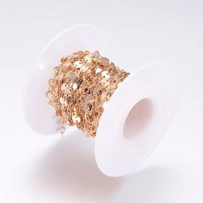 Rack Plating Brass Handmade Flat Sequin Chains