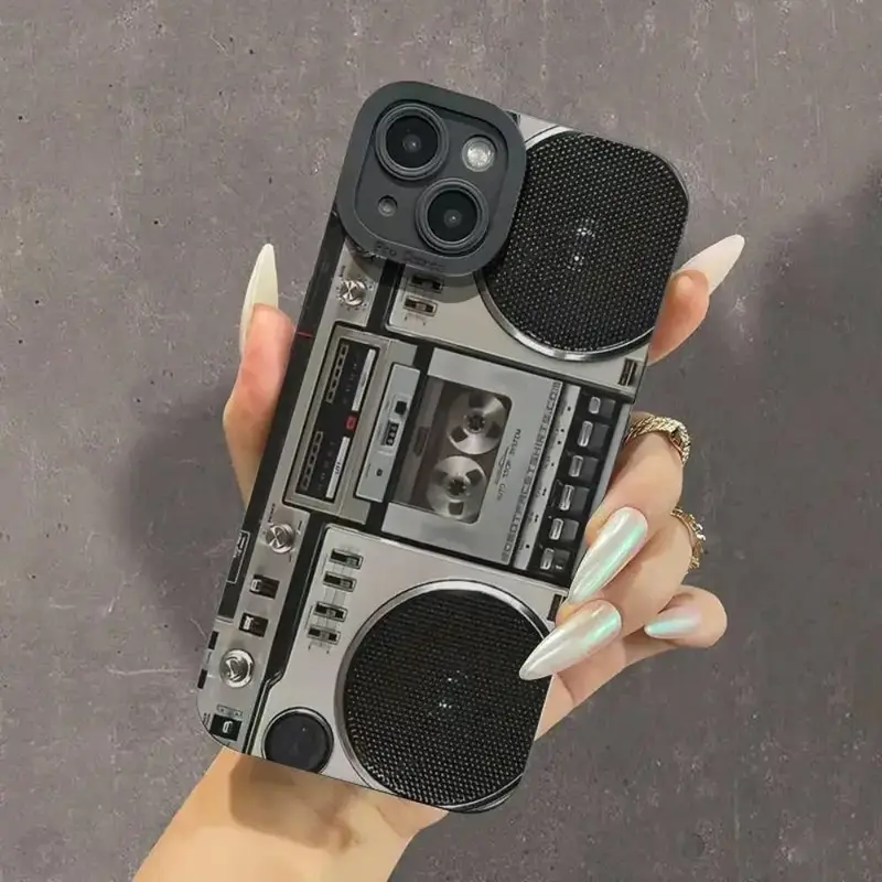 Creative Radio Pattern Phone Cases for Summer Gift, 1 Count Cell Phone Case for Apple Smartphone, Shockproof Phone Protectiv...