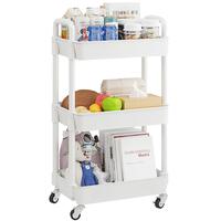 UDEAR 3-Tier Rolling Utility Cart,Multifunctional Storage Shelves with Handle and Lockable Wheels for Room,Office,Kitchen,Bat...