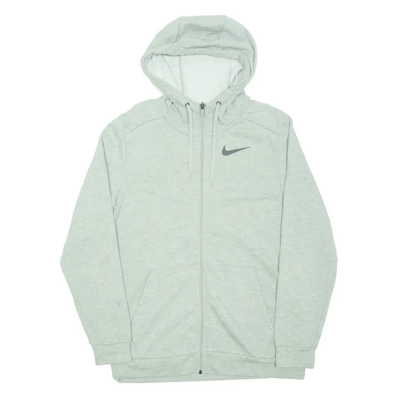 NIKE Dri Fit Standard Fit Mens Grey Hoodie Full Zip S