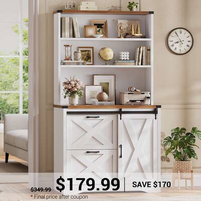 SEDETA | 31.5 Inch Farmhouse File Cabinet with Printer Stand Storage Shelf Sliding Door 2 Drawer Filing Cabinet fits Letter L...