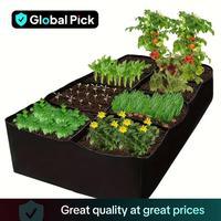 Rectangular Garden Grow Bag with 8 Grids, 1 Count 128 Gallon Planter for Growing Vegetables, Summer Garden Grow Bed, Breathab...