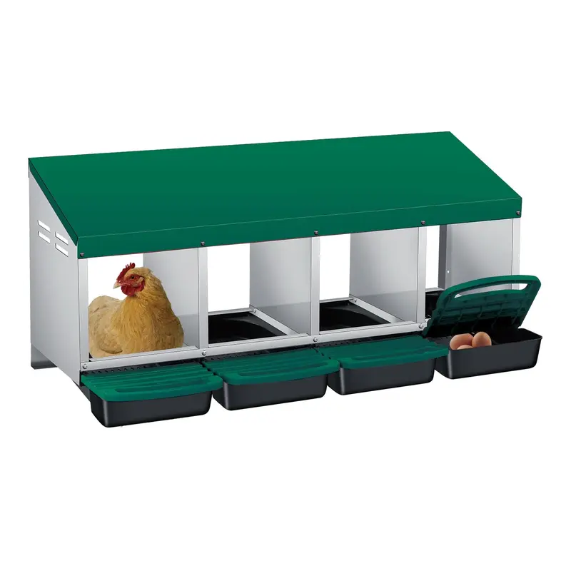 Garvee Chicken Nesting Boxes, 4 Hole Metal Wall Mount Roll Away Nest with Removable Trays and Roll Out Egg Collection for Chi...