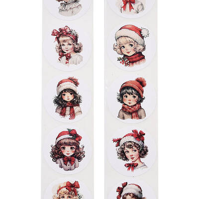 Christmas Round with Word Roll Stickers