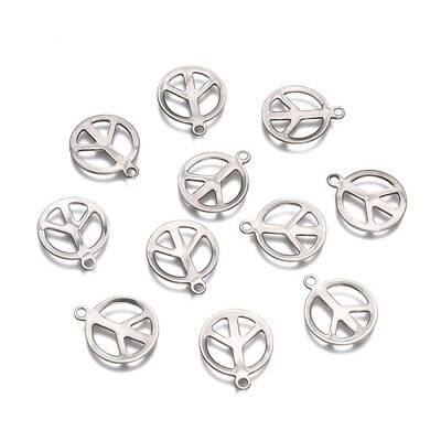 Tarnish Resistant Peace Sign 201 Stainless Steel Pendants