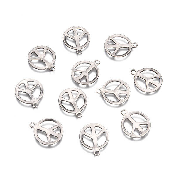 Tarnish Resistant Peace Sign 201 Stainless Steel Pendants