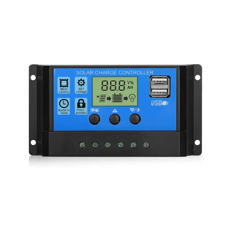 Solar Panel Controller (1 Count), PWM Auto Parameter Adjustable LCD Display, Solar Panel Battery Regulator With Dual USB Port