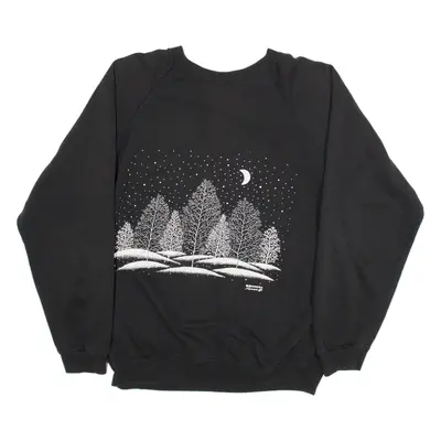HANES Snow Forest Womens Sweatshirt Black XL
