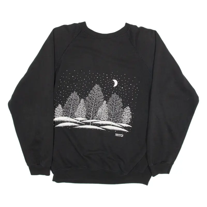 HANES Snow Forest Womens Sweatshirt Black XL