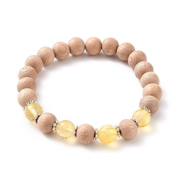 Round Natural Quartz Crystal Beaded Stretch Bracelets