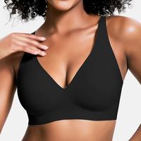 Womens Comfortable Wireless Bras Push Up Bralettes  Tshirts Bras Deep V Everyday Bras plus size bra   Plunge Bralette