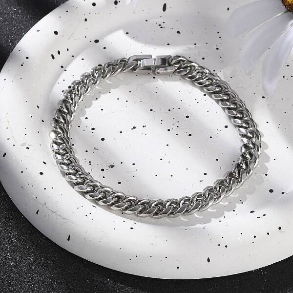 304 Stainless Steel Cuban Link Chain Bracelets for Men