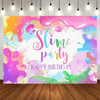 Aperturee Colorful Glitter Slime Party Birthday Backdrop